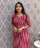 Maroon Color Premium Ikkat Cotton salwar Set with Pocket / LSS197