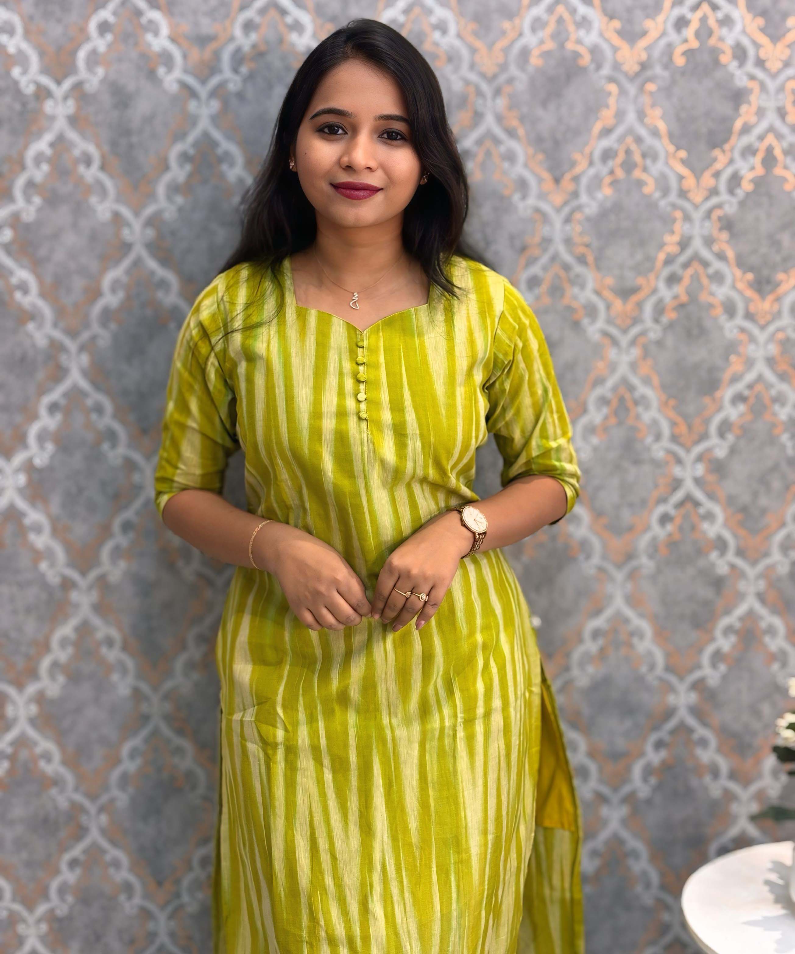 Lite Green Color Premium Ikkat Cotton salwar Set with Pocket / LSS197