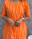 Orange Color Premium Ikkat Cotton salwar Set with Pocket / LSS197
