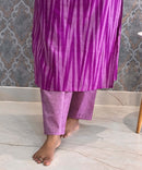 Dark Purple Color Premium Ikkat Cotton salwar Set with Pocket / LSS197