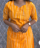 Yellow Color Premium Ikkat Cotton salwar Set with Pocket / LSS197