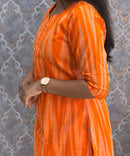 Orange Color Premium Ikkat Cotton salwar Set with Pocket / LSS197