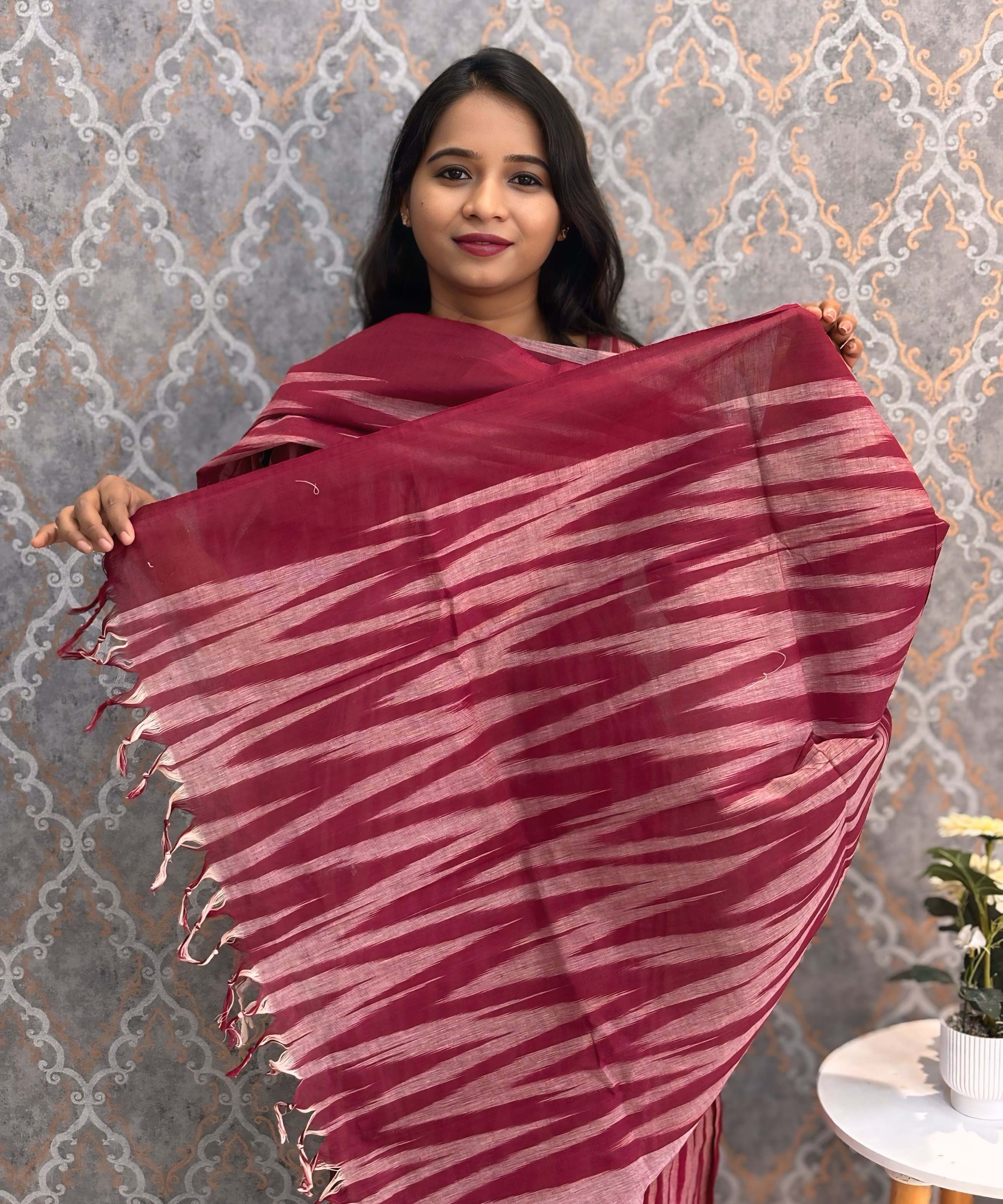Maroon Color Premium Ikkat Cotton salwar Set with Pocket / LSS197
