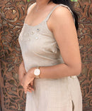 Beige Color Premium Indo-Western Sleeveless 3 Piece Salwar Set / ESS323