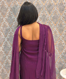 Dark Wine Color Premium Indo-Western Sleeveless 3 Piece Salwar Set / ESS323