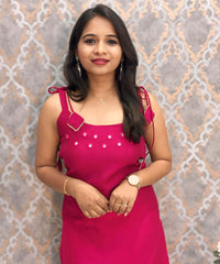 Rani Pink Color Premium Indo-Western Sleeveless 3 Piece Salwar Set / ESS323