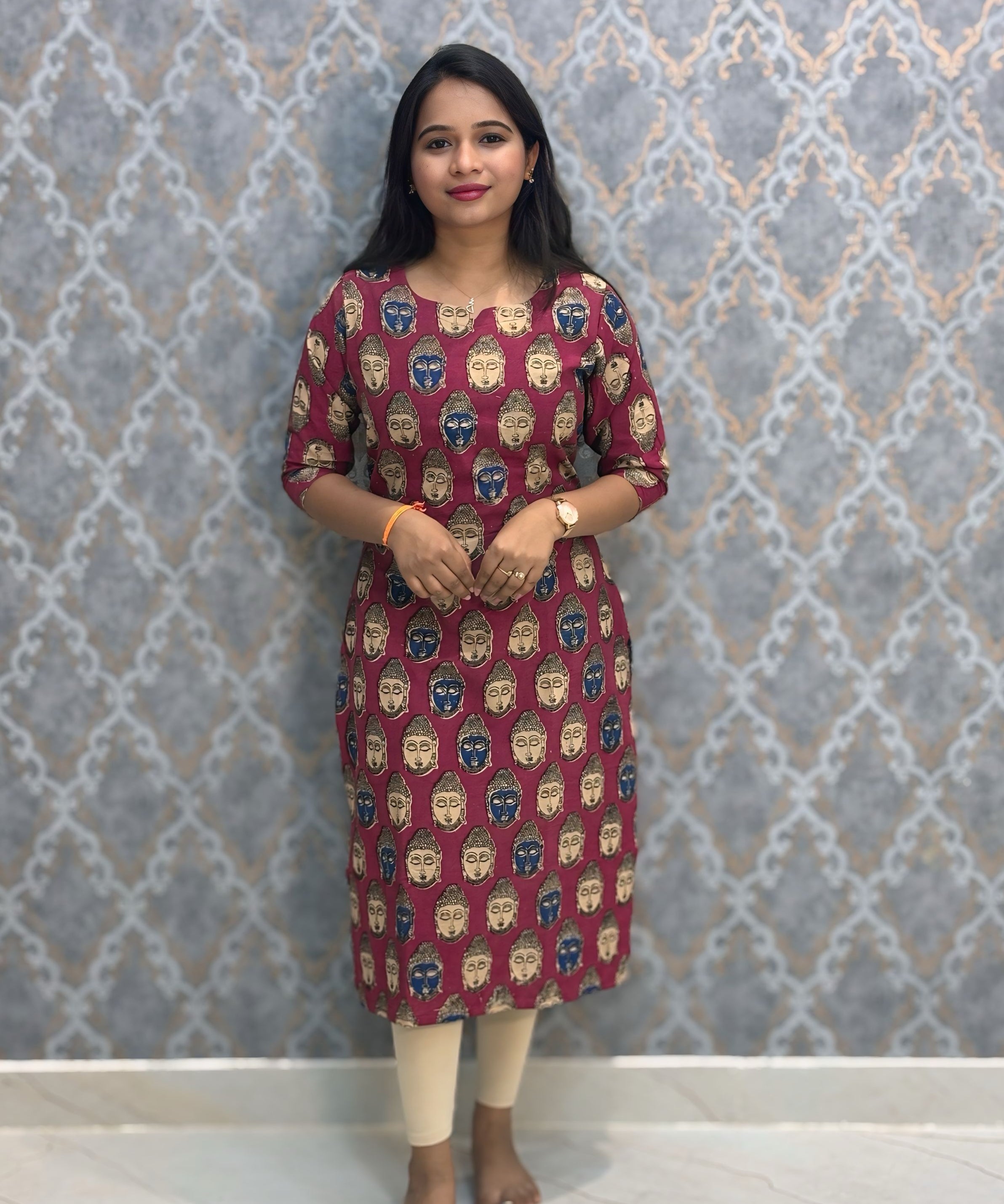 Light Pink Color Premium Kalamkari Cotton Kurti / LSS223
