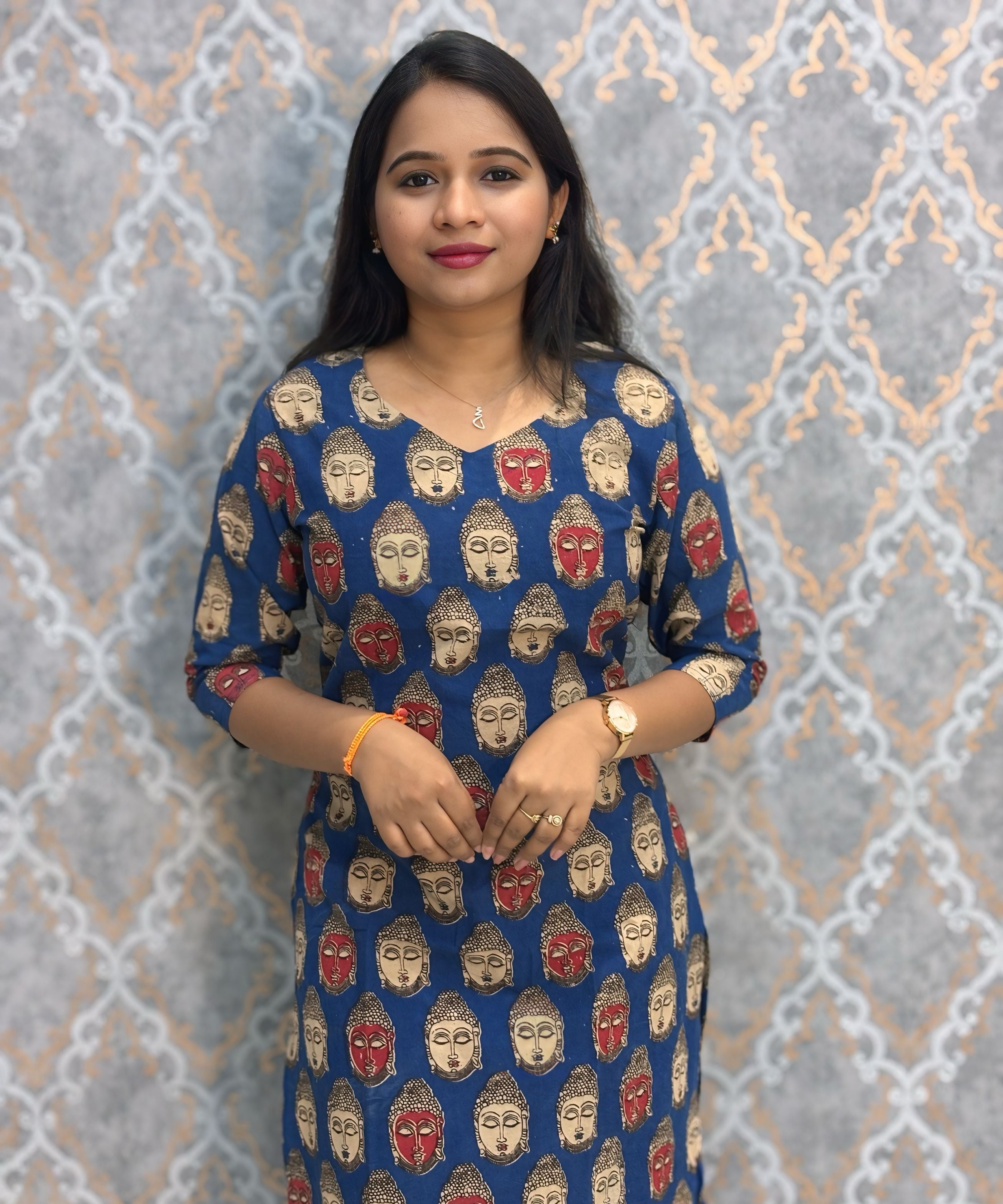 Blue Color Premium Kalamkari Cotton Kurti / LSS223