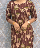Brown and Beige Color Premium Kalamkari Cotton Kurti / LSS223