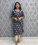 Blue Color Premium Kalamkari Cotton Kurti / LSS223
