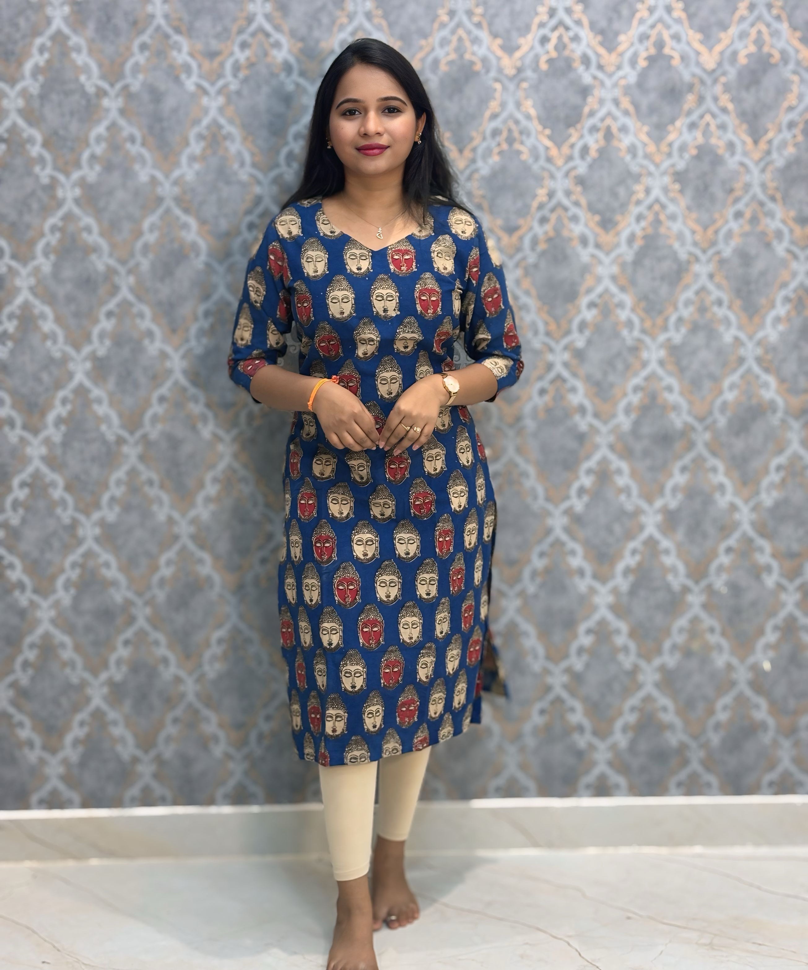 Blue Color Premium Kalamkari Cotton Kurti / LSS223