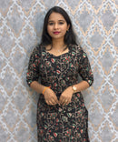 Black Color Premium Kalamkari Cotton Kurti / LSS223