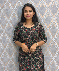 Black Color Premium Kalamkari Cotton Kurti / LSS223