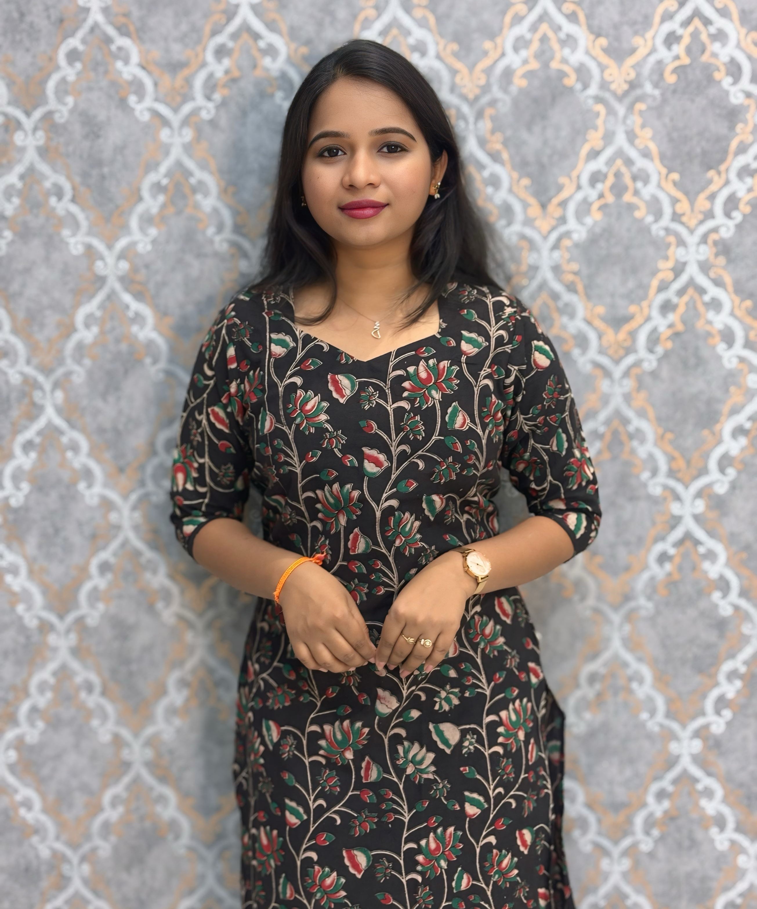 Black Color Premium Kalamkari Cotton Kurti / LSS223