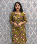 Mehandi Green Color Premium Kalamkari Cotton Kurti / LSS223