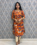 Orange Color Premium Kalamkari Cotton Kurti / RS002