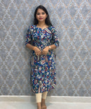 Blue and Beige Color Premium Kalamkari Cotton Kurti / RS002