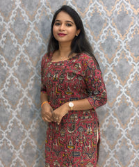 Pink Color Premium Kalamkari Cotton Kurti / RS002