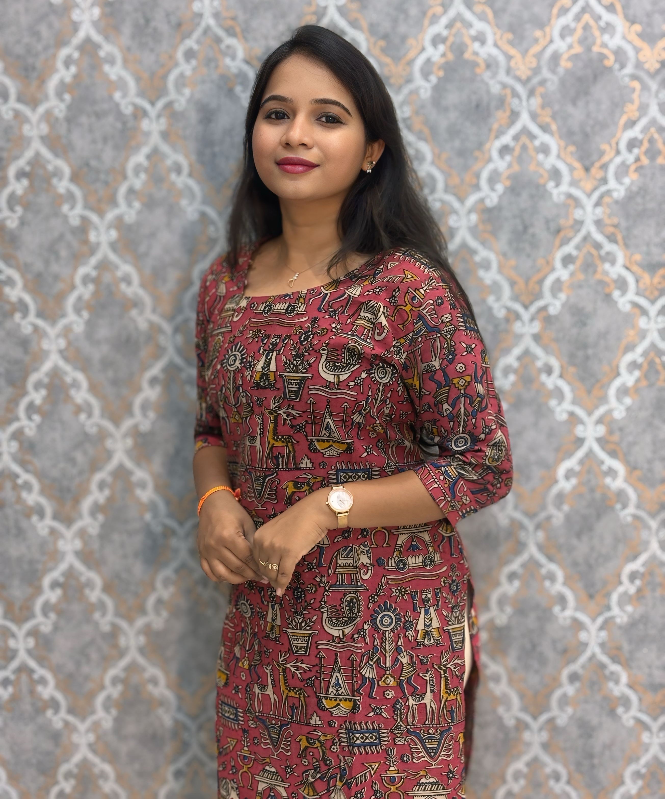 Pink Color Premium Kalamkari Cotton Kurti / RS002