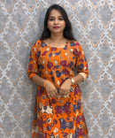 Orange Color Premium Kalamkari Cotton Kurti / RS002