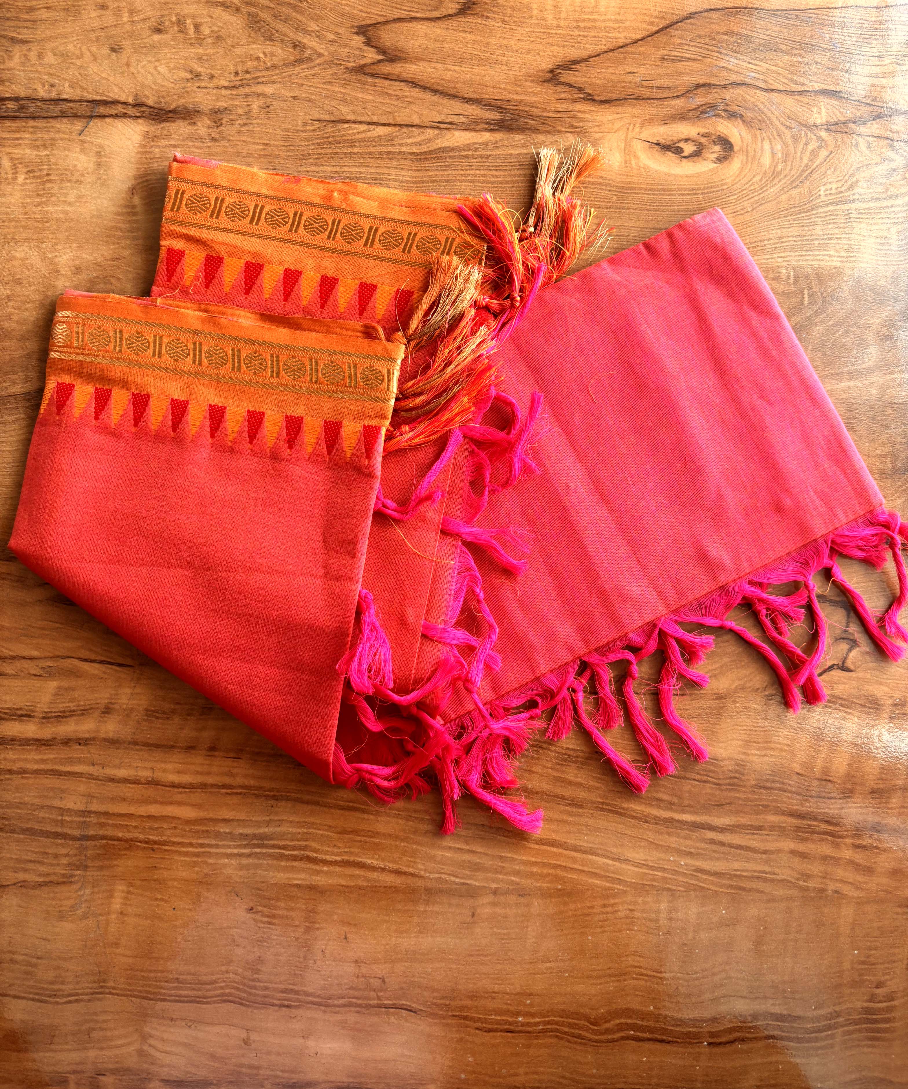 Orange and Pink Color Premium Kanchi Cotton 2 Piece Kurti and Dupatta / LSS198