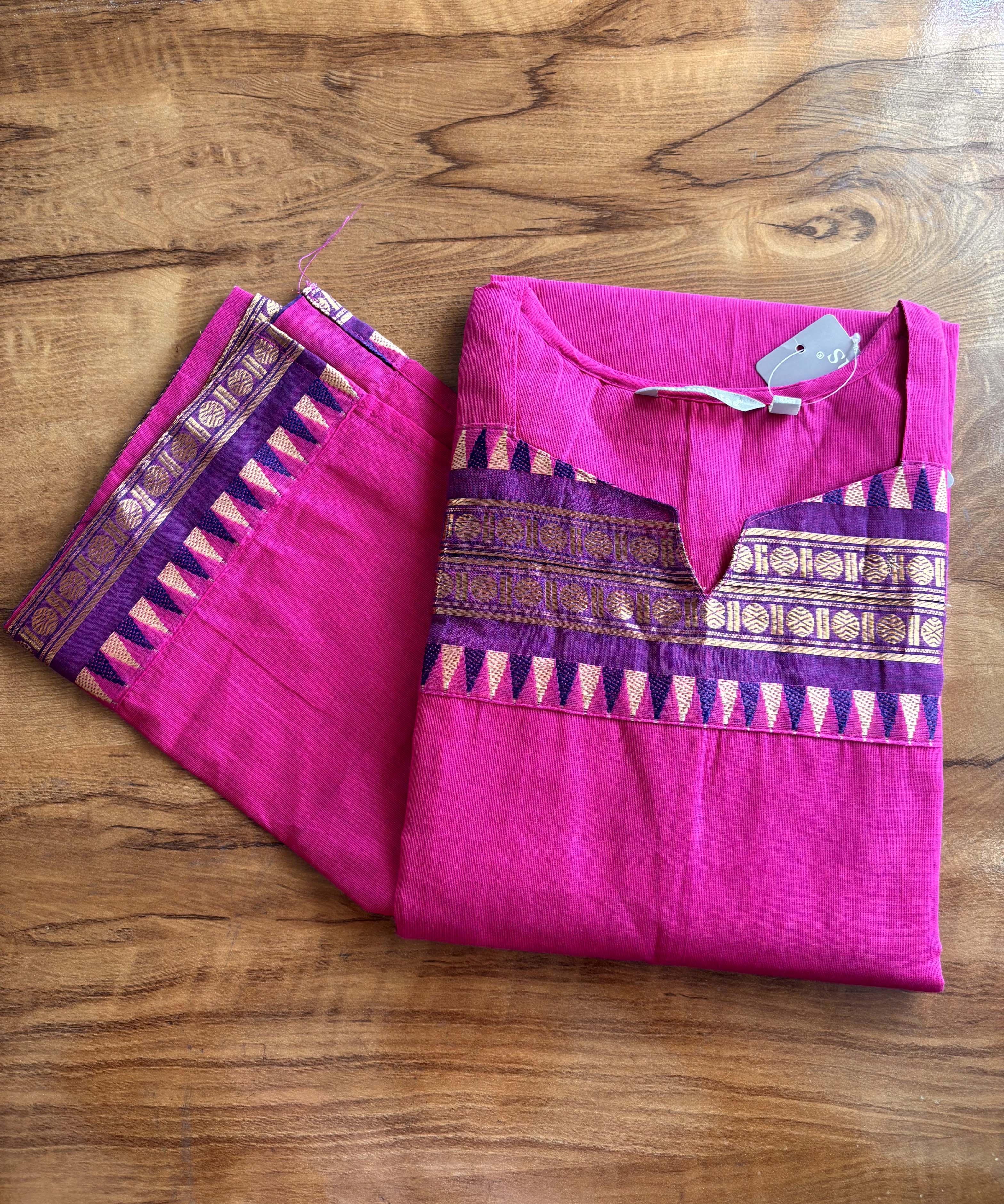 Magenta Pink Color Premium Kanchi Cotton 2 Piece Kurti and Dupatta / LSS198