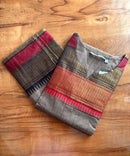 Coffee Brown with Maroon and Black Color Premium Kanchi Cotton 2 Piece Kurti and Dupatta / LSS198