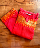 Orange and Pink Color Premium Kanchi Cotton 2 Piece Kurti and Dupatta / LSS198
