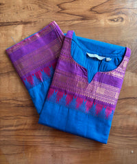 Blue and Purple Color Premium Kanchi Cotton 2 Piece Kurti and Dupatta / LSS198