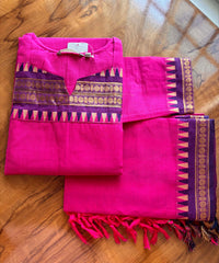 Magenta Pink Color Premium Kanchi Cotton 2 Piece Kurti and Dupatta / LSS198