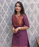 Purple Color Premium Kanchi Cotton 2 Piece Kurti and Dupatta / LSS213