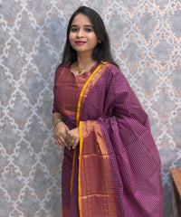 Purple Color Premium Kanchi Cotton 2 Piece Kurti and Dupatta / LSS213