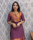 Purple Color Premium Kanchi Cotton 2 Piece Kurti and Dupatta / LSS213