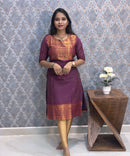 Purple Color Premium Kanchi Cotton 2 Piece Kurti and Dupatta / LSS213