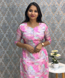 Purple and Pink Color Boat Neck Design Premium Kota Cotton Kurti with Lining / LSS195
