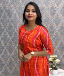 Dark Orange Color Sweet Heart Neck Premium Kota Cotton Kurti with Lining / LSS195