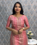Red and Green Color Boat Neck Premium Kota Cotton Kurti with Lining / LSS195