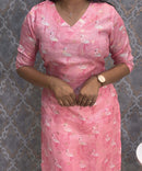 Lite Pink Color V Neck Premium Kota Cotton Kurti with Lining / LSS195