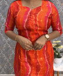 Dark Orange Color Sweet Heart Neck Premium Kota Cotton Kurti with Lining / LSS195