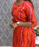 Dark Orange Color Sweet Heart Neck Premium Kota Cotton Kurti with Lining / LSS195
