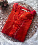 Dark Orange Color Sweet Heart Neck Premium Kota Cotton Kurti with Lining / LSS195