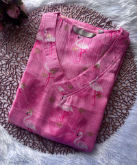Lite Pink Color V Neck Premium Kota Cotton Kurti with Lining / LSS195