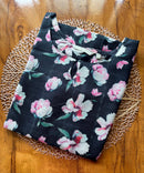 Black and Pink Color Floral Design Boat Neck Premium Linen Bubble Cotton Kurti with Lining / LSS167