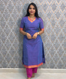 Lavender Blue and Pink Color Premium Mangalagiri Cotton 3 Piece Salwar Set with Pocket / LSS219