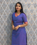 Lavender Blue and Pink Color Premium Mangalagiri Cotton 3 Piece Salwar Set with Pocket / LSS219