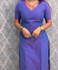 Lavender Blue and Pink Color Premium Mangalagiri Cotton 3 Piece Salwar Set with Pocket / LSS219