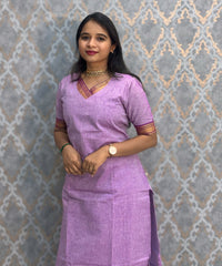 Lavender and Purple Color Premium Mangalagiri Cotton 3 Piece Salwar Set with Pocket / LSS219