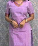 Lavender and Purple Color Premium Mangalagiri Cotton 3 Piece Salwar Set with Pocket / LSS219