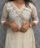 Half White and Baby Pink Color Premium Mul Chanderi Silk 3 Piece Salwar Set with Lining /  ESS413