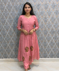 Pink Color Premium Mul Chanderi Silk 3 Piece Salwar Set with Lining /  ESS413